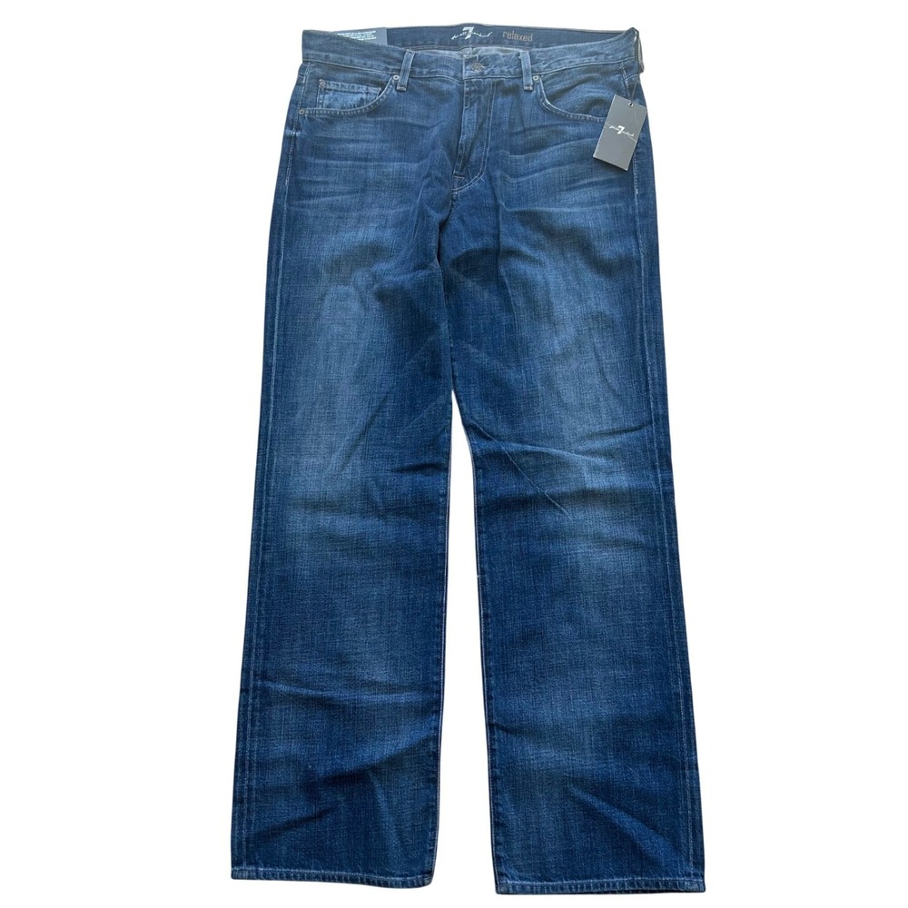 7 For All Mankind Relaxed Jeans 36 USA Blue Ghost ATC521942N Straight Leg Denim